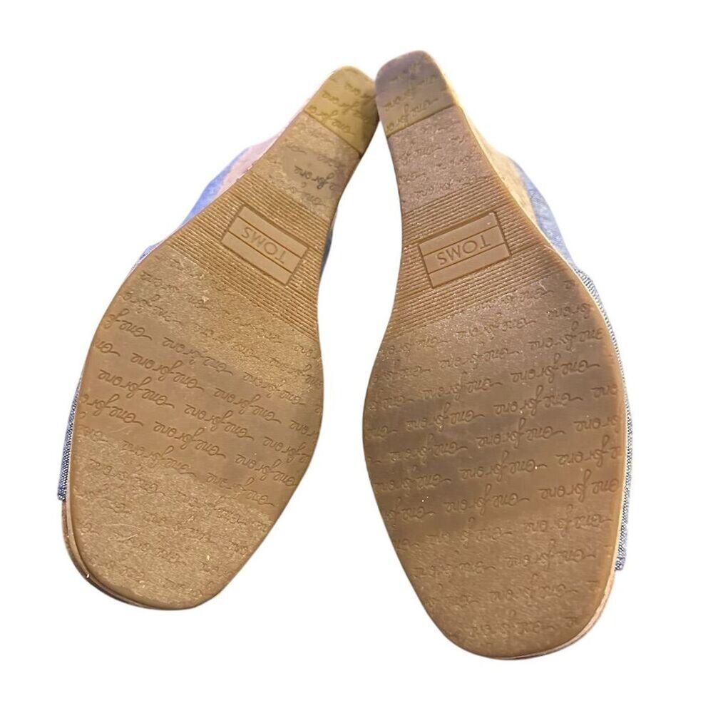 TOMS Women's Blue Chambray Wedge Slip-On Peep Toe Heels Casual size 6 - Picture 9 of 13